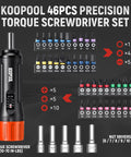 All-In-One 46-Piece Torque Screwdriver Kit With 1/4 Inch Drive, Adjustable 10-70 In-Lbs, Includes 40 S2 Bits And 5 CR-V Nut Drivers, Portable Case For Electronics, Bike, DIY And Repair, Orange with bit and nut driver set