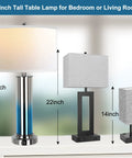 Set Of 2 Ombre Indigo Glass Table Lamps With USB Ports, LED Bulbs Included, 27 Inch Tall next to smaller gray lamps