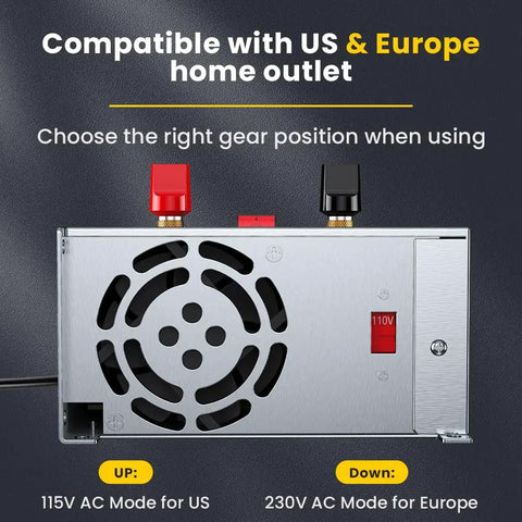 Beefy 800W AC To DC Power Converter, 110V/120V Or 220V/240V Auto Select SMPS Supply, 12V DC Output, Heavy Duty Transformer For Electronics, Travel And Workshop Use