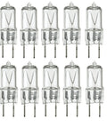 10 Pack 20W Xenon G8 Light Bulbs for Under Cabinet Puck Desk and Accent Lighting 120V T4 JCD G8 Bi Pin Base Warm White