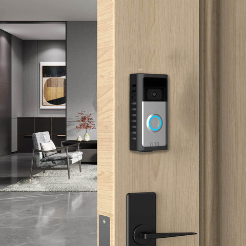 No Drill Doorbell Mount for Ring Battery Video Doorbell 2 3 4 2020 Release 2024 Release Plus Pro with Adhesive Steel Bracket installed