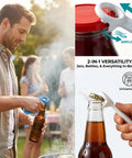 6 Pack Jar Lid Opener Tool Set Featuring Long Lever Handle To Pop Loose Stubborn Vacuum Seals Effortlessly Delivers No Sweat Kitchen Grip Assist For Seniors With Relaxed Twist Action in use on jars and bottles.