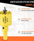 Beefy Bi Metal Hole Saw One And Five Sixteenths Inch M42 HSS Circular Head With Center Drill Bit, detailed features displayed