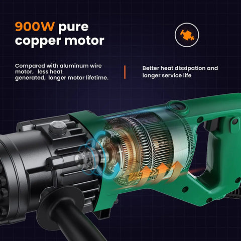 Heavy Duty 900 Watt Electric Hydraulic Rebar Workhorse Cuts Up To 5/8 Inch Steel Bar And Number Five Rod Smooth As Butter Fast 2.5 Second Job Site Snips With Replaceable Jaw Blades