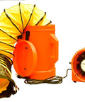 Beefy Industrial Com-Pax-Ial Blower Kit with Canister and 8 Inch by 25 Foot Duct Orange Polyethylene Housing 831 CFM 13 HP 115 VAC