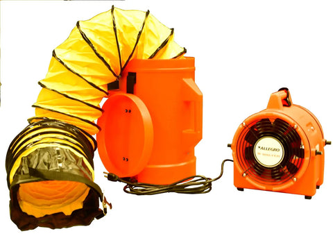 Beefy Industrial Com-Pax-Ial Blower Kit with Canister and 8 Inch by 25 Foot Duct Orange Polyethylene Housing 831 CFM 13 HP 115 VAC
