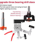 Close-up of 35mm Concealed Door Hinge Jig for Precise Cabinet Installations with Pro Grade Aluminum Frame