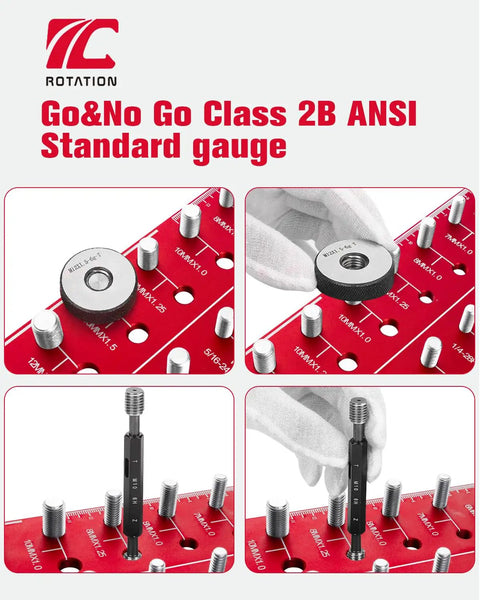 Stainless Steel Thread Gauge Kit For Nuts And Bolts ANSI Class 2B Go No Go Bolt Size And Thread Identifier Tool showing multiple gauges
