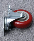 Red Swivel Caster Wheels TPR Metal 2pcs, with Brake 360 Degree view showing red wheel and metal bracket on gray background.