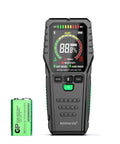 Pinless Moisture Meter For Wood And Walls With Four Modes Softwood Hardwood Wall Masonry Noninvasive Moisture Detection Delivers Fast Accurate Readings For DIYers Builders Home Inspectors And Renovation Projects, front view with 9V battery