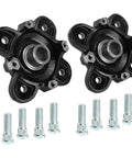 New Badass Front Wheel Hub Assembly With Wheel Studs Pair Ready Fast Swap For Polaris Ranger 570 900 1000 Diesel HST Evo Full Size UTV Off Road Trails, aluminum hubs with black finish and wheel studs.