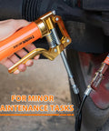 Mini Grease Gun Kit For 3 Oz Tubes With 3000 PSI Pistol Grip Lube Gun And Half Inch Coupler With Needle Nozzles shown in use