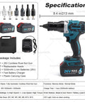 Ultimate 26V Cordless Rivet Nut Gun Kit With 7 Swappable Heads For M3 To M12 Fastening Plus Dual Batteries And Smart Features For pros, with case and charger