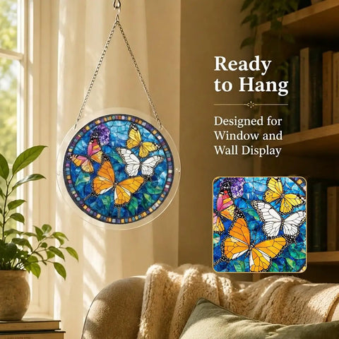 Butterfly Suncatcher Puzzle Kit With 83 Pieces For Doors Garden And Windows UV Printed Acrylic Double Sided Light Transmission hanging