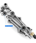 Beefed Up Aluminum Oil Filter Housing With Integrated Oil Cooler For 3.6L V6 Engines, showing side view with gasket and O-ring