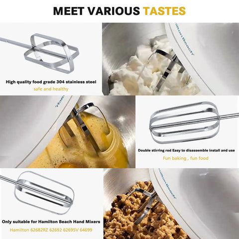 Hand Mixer Beater Set For Stainless Steel Turbo Beaters Compatible With 62682RZ 62692 62695V 64699 detail collage