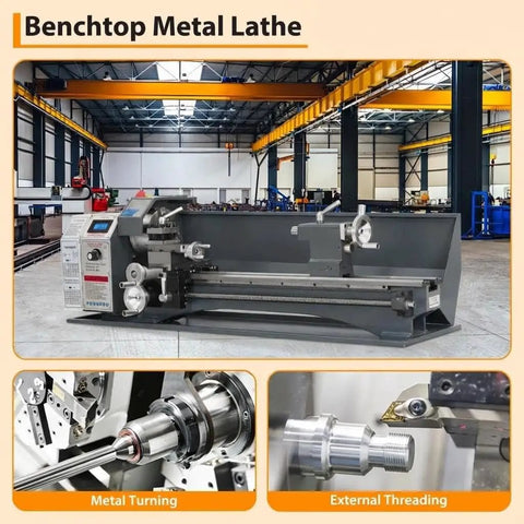 Garvee 8x30 Inch Mini Metal Lathe With 750W Motor And Variable Speed Up to 3000 RPM Precision Benchtop Machine For Hobbyists in workshop.