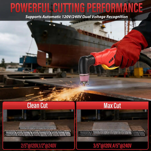 2 In 1 Portable Plasma Cutter And Stick Welder 60PRO Non Touch Pilot Arc 120V To 240V Cutter Machine in use on metal sheet
