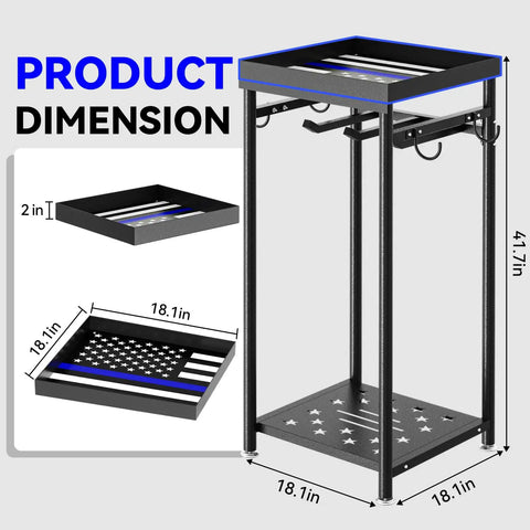 Heavy Duty Police Gear Stand With Four Strong Hangers For Handguns, Belts, Vests And Body Armor, Freestanding Tactical Gear Rack