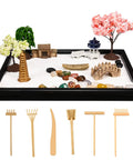 Mini Zen Garden Kit With White Sand, 10 By 7 Inch Rectangular Tray And Meditation Accessories, Desk Stress Relief Toy with tools