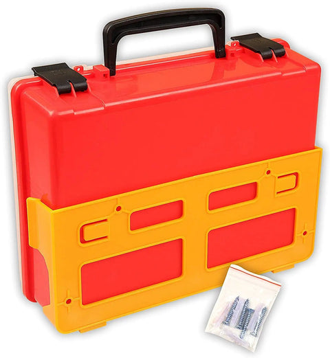Premium Bloodborne Pathogen And Bodily Fluid Spill Cleanup Kit OSHA Compliant Wall Mountable 10x8x3.5 Inches Red And Clear