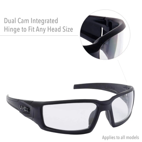 Hypershock Safety Glasses With Clear Frame And Blue Mirror Lens, Anti Fog And Anti Scratch Hardcoat, Model S2975, side view