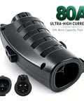 Nacs To J1772 Ev Charging Adapter 80A High Amps 250V IP 65 rated heavy-duty electric car connector with black finish.