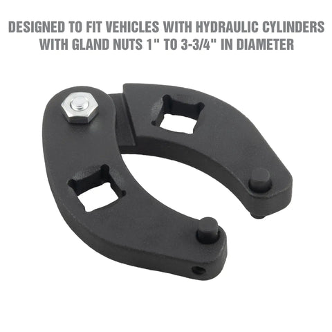 Adjustable Gland Nut Wrench for Hydraulic Cylinders, Fits Gland Nuts From 1 to 3.75 Inches, Reversible Pinholes, 1/2 Inch Drive