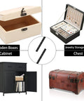 Heavy Duty Piano Hinge 48 Inch By 1.5 Inch Black Stainless Steel Continuous Hinge With Mounting Screws For Cabinets Doors And Diy Boxes Built Tough As Nails displayed with wooden box and jewelry storage.