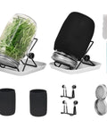 DIY Sprouting Kit For Home Garden With 2 Wide Mouth Quart Mason Jars, Stainless Steel Screen Sprout Lids, Stand, Canning Brush, Seed Sprouter Set For Easy Broccoli And Alfalfa Sprouts.