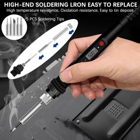 Heavy Duty Soldering Iron Kit With Heat Set Insert Tool 80W 110V LCD digital soldering iron adjusting temperature on circuit board