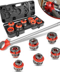 12R Manual Exposed Ratchet Pipe Threader Set With 6 NPT Die Heads From Half Inch To Two Inch Pipe Portable Tool Kit With Storage Case
