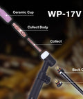 Lift TIG Torch For MIG225 And MIG225SP Welders, WP-17V Welding Gun with parts labeled, featuring components like ceramic cup.