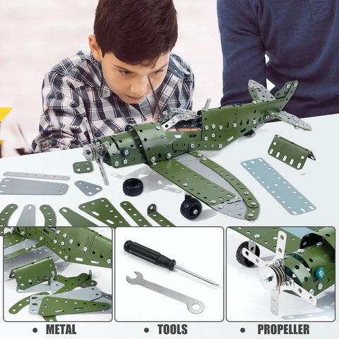 Metal Model Airplane Building Kit With 285 Pieces For Ages 8 And Up Vintage Fighter Plane Build With Wrench And Screwdriver