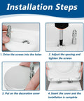 Installation steps for Two Pack Quick Release Toilet Seat Hinges For Blind Hole Fixes with stainless steel components.