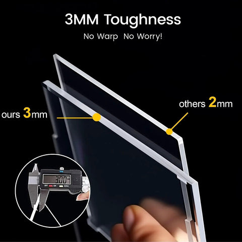 Premium Acrylic Display Case For Lego 76354 Aircraft Carrier Kit showing 3mm thickness measurement for durability.