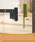 Top Shelf Galvanized Steel Bed Frame Conversion Brackets Four Pack showing adjustable mounting clips and height measurements.