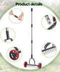 Labor Saving No Fuss Lawn Dethatcher With Wheels Roller Rake For Lawn Care Durable Stainless Steel Blades And Tines