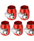 5 reusable red AN4 Hex Hose Finisher Clamp Set for cars with captive screws, perfect for fuel and oil hoses