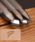 Double Beveler Stamp Set For Leathercraft, 3 Piece Pro Grade Stainless Steel Bevelers with 6mm, 4mm, and 2mm widths on wood surface