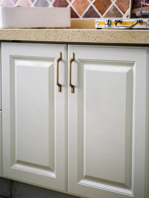 Vintage Brass Cabinet Pulls 6 Pack 5.04 Inch Center To Center Drawer Handles on kitchen cabinet doors.