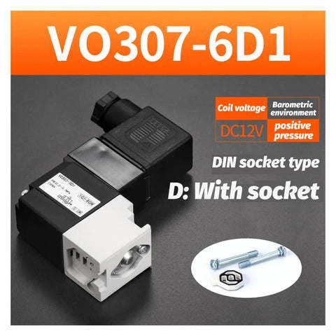 LXWHGSKFK Solenoid Valve Pneumatic Control Component VO307 Series with DIN socket type and DC12V coil voltage.