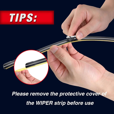 Top Shelf Replacement Windshield Wiper Blades For Chevy Silverado And Gmc Sierra 22 Plus 22 Inch, hand removing protective cover.