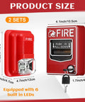 4 Pack Fire Alarm Pull Station Set With Dual Action Manual Call Point 12 24V DC Sound And Light Emergency Alarm Keyed Security