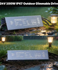 24V 300W LED Power Supply With Five In One Dimming, outdoor waterproof transformer beside garden light in rain