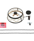 Components of Dope Black And Gold 3 Light Drum Pendant Chandelier With Hollow Metal Shade, 15 Inch Round Ceiling Light On Chain
