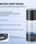Hydrogen Water Bottle Generator With SPE Technology On The Go Portable 230 Milliliter Capacity showing safety details