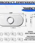 Dimensions and details of 200 Pcs M6 X 1.0 Centered Slide In T Nuts for 10 Series T Slot Aluminum Extrusion Zinc Plated Carbon Steel