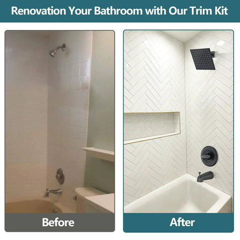 Slick 8 Inch Square Rain Shower Faucet Trim Kit Compatible With Delta 13 14 Series High Pressure Matte Black Wall Mounted Tub Handle Set Easy No Fuss Bathroom Refresh Kit Valve And Cartridge Not Included For Quick Upgrade