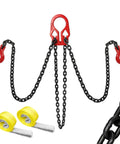 YATOINTO 5/16 in x 10 ft two-leg lifting chain sling with red G80 hooks and yellow lifting straps
